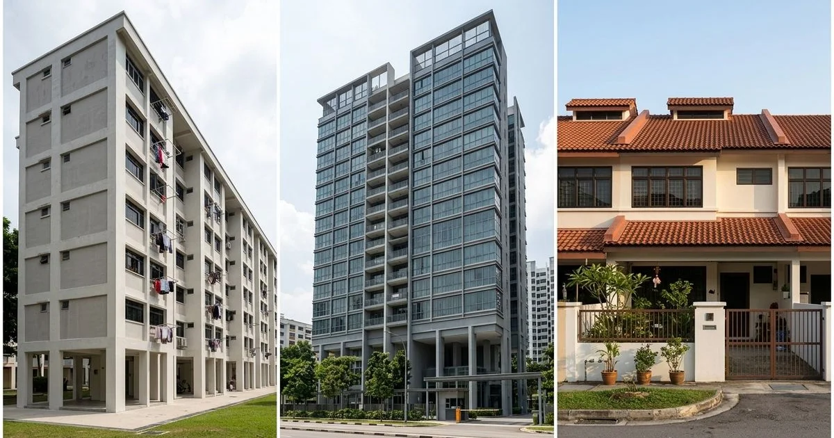 Three-panel Singapore property type comparison