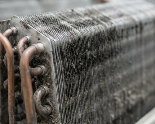 Before chemical wash — fouled coil